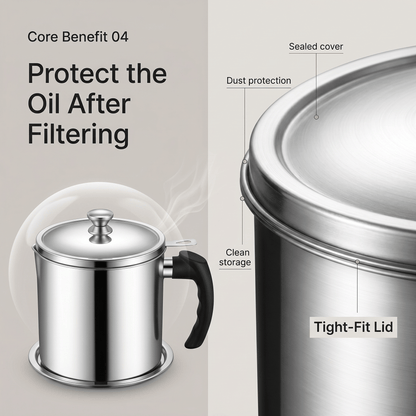 Stainless Steel Oil Strainer Pot-Say Goodbye to Waste, Hello to a Healthier Kitchen!