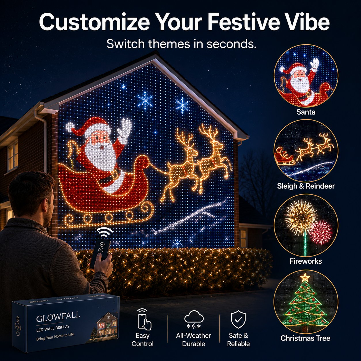 🎄✨Christmas LED House Net & Smart Outdoor Wall Curtain Light