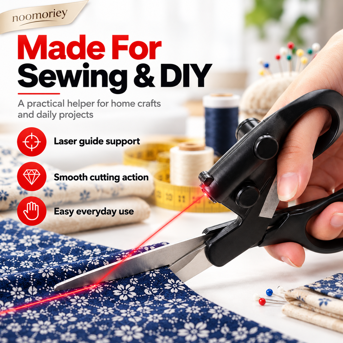 Laser Guided Sewing Scissors – Multi-Purpose Scissors with Infrared Cutting Guide