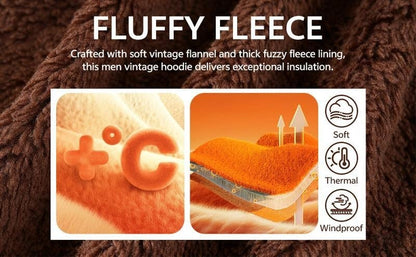 Line Art Flannel Warm Men's Hooded Sweatshirt