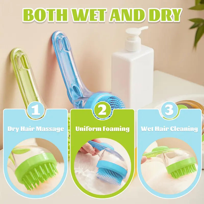 🐕🧼Pet Bath Brush with Shampoo Dispenser for Dogs & Cats