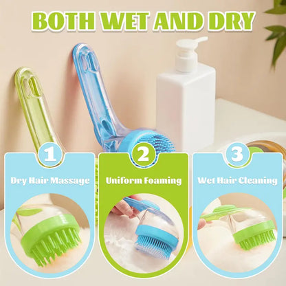 🐕🧼Pet Bath Brush with Shampoo Dispenser for Dogs & Cats