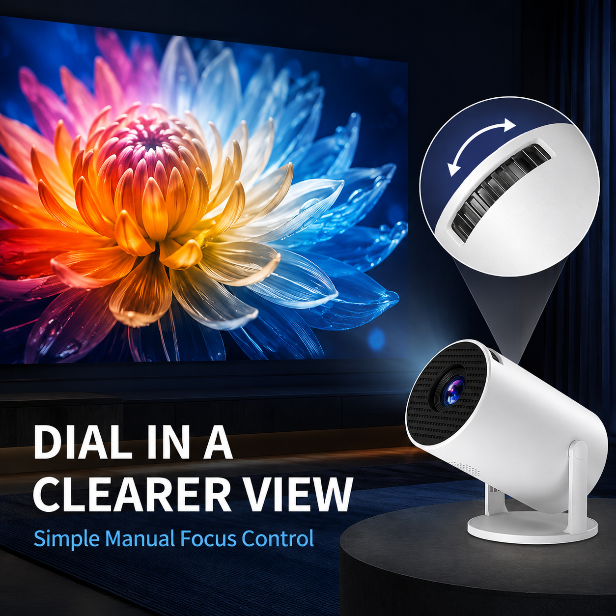 HY200 Smart Mini Projector – Native 1080P HD, 4K Supported, Portable Home Theater with WiFi & Bluetooth