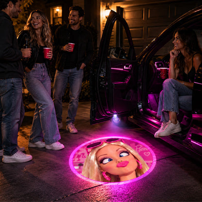 💗 Pink Car Door Welcome Projection Light – Cute Patterned Ground Glow for a Personalized Entrance ✨