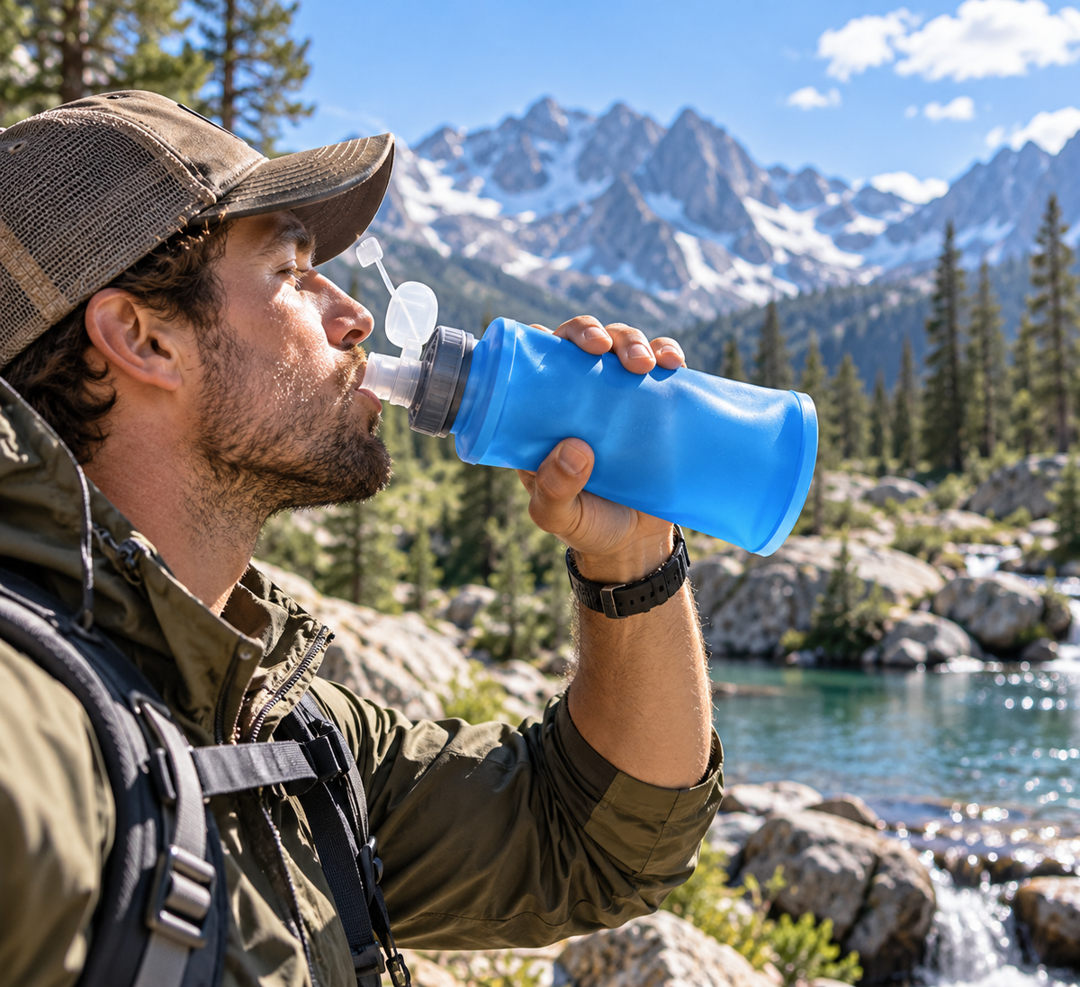 Silent Collapsible Hunting Water Bottle – 500ML Soft Flask for Outdoor Adventure