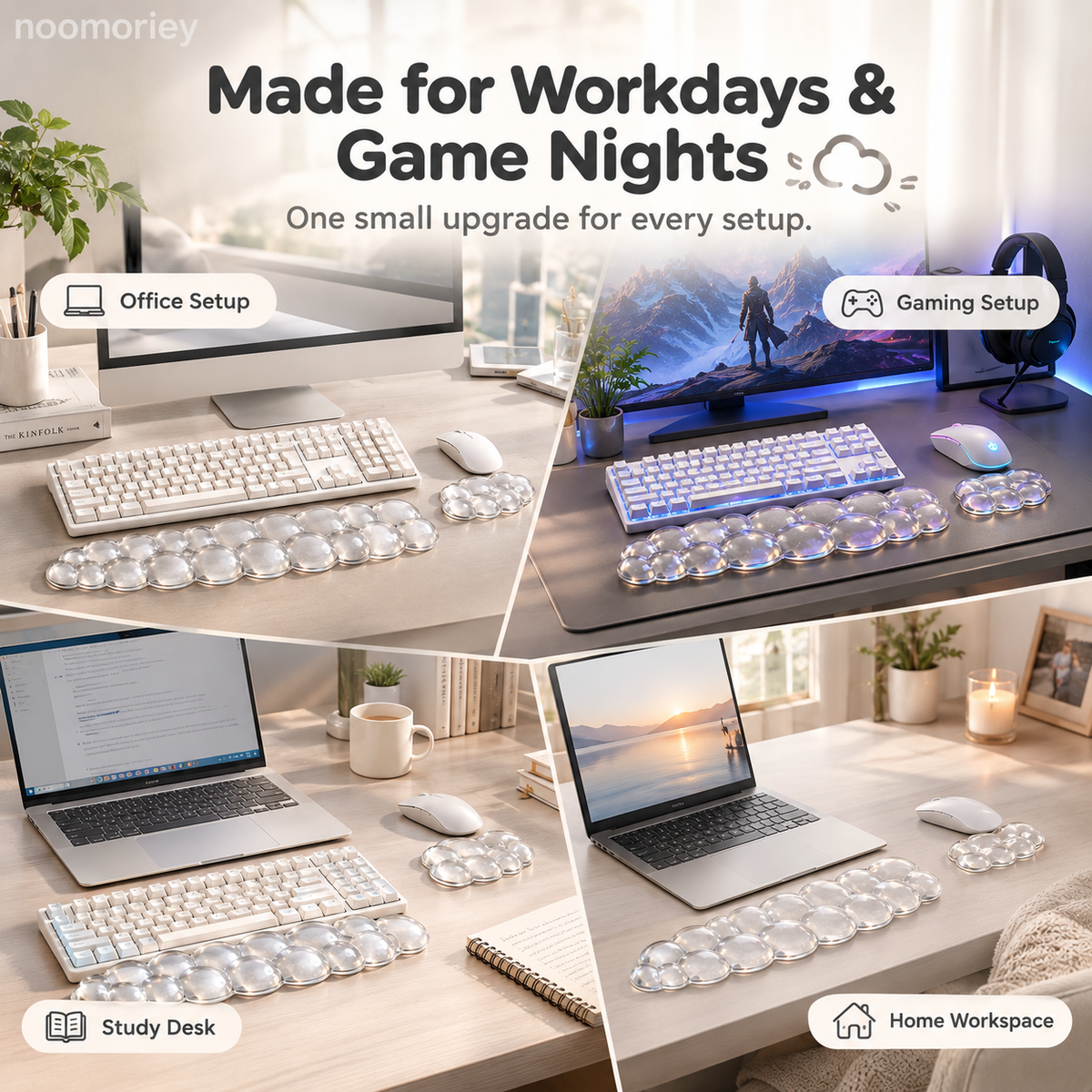 ☁️ Cloud Gel Wrist Rest Set – Soft Keyboard & Mouse Support for Work, Study & Gaming