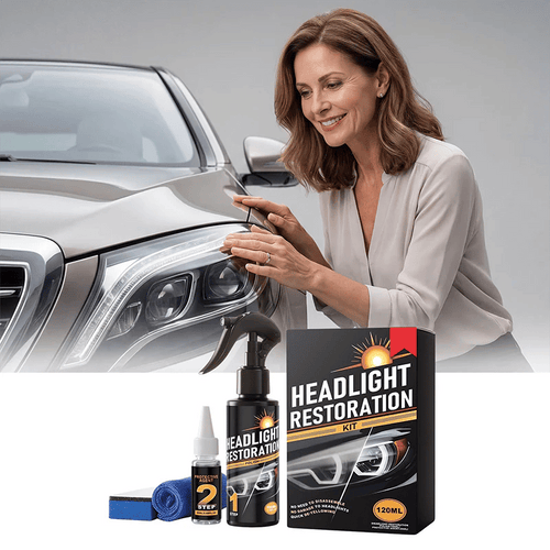 Headlight Restorer Kit – 2-Step Cleaner & UV Shield | Removes Yellow Haze, Restores Clarity