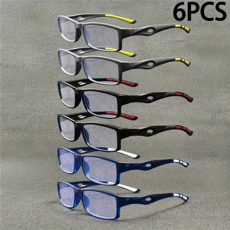 6PCS New Men's and Women's Retro Square High-definition Reading Glasses