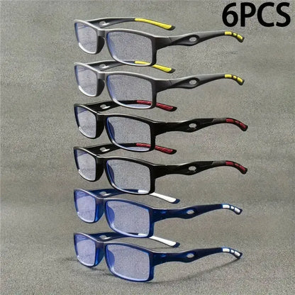 6PCS New Men's and Women's Retro Square High-definition Reading Glasses