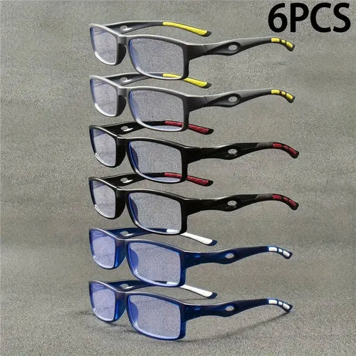 6PCS New Men's and Women's Retro Square High-definition Reading Glasses