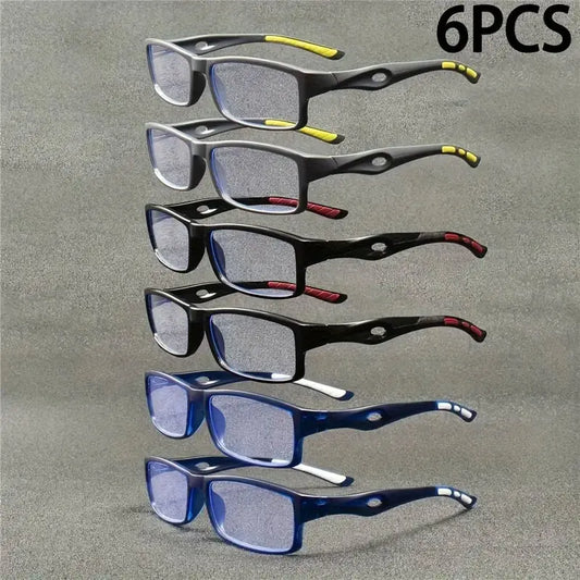 6PCS New Men's and Women's Retro Square High-definition Reading Glasses