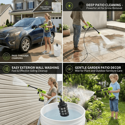 Cordless Portable Washer-1800 PSI Battery Powered Portable Pressure Washer Cordless with 6-in-1 Nozzle