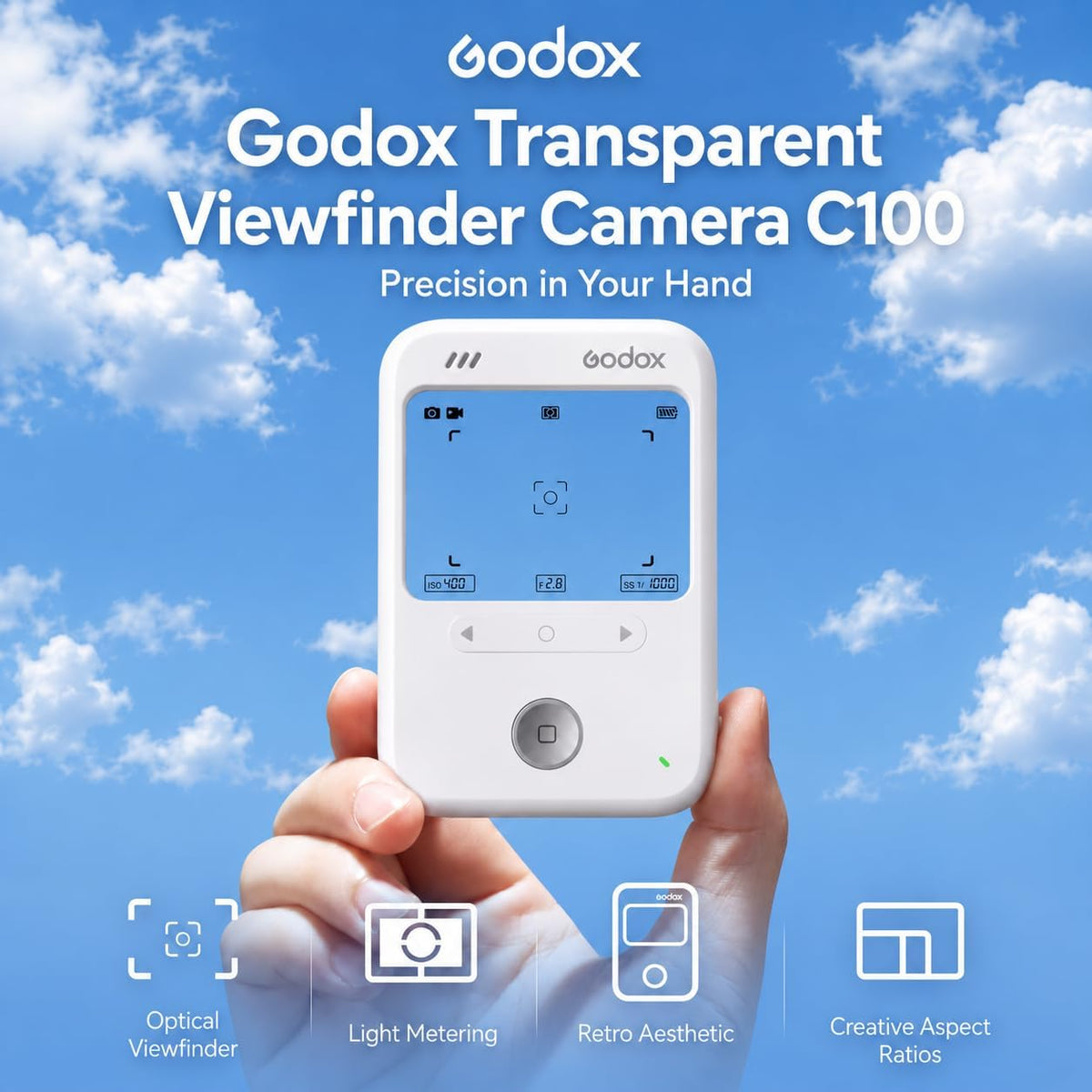 🎬 Godox C100 Transparent Viewfinder Camera – See-Through Retro Style, Photography Props & Display