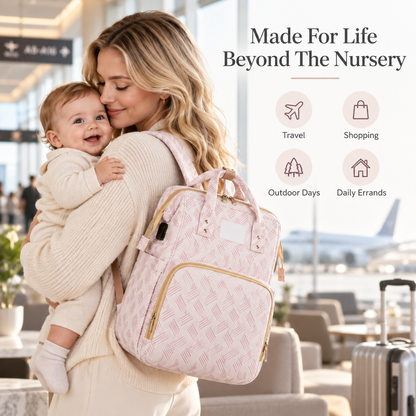 👶2-in-1 Baby Diaper Bag Backpack – Fold-Out Care Space & Large Storage