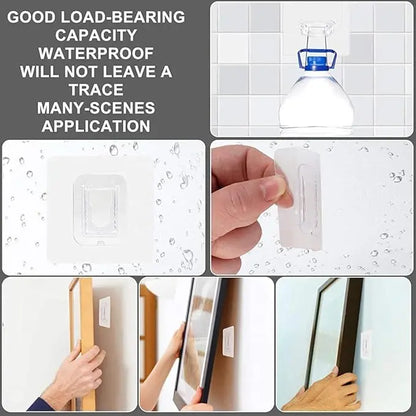 10-Pair Double-Sided Adhesive Wall Mounted Hooks