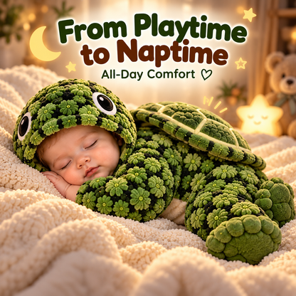 🐢 Little Turtle Plush 3D Shell Baby Onesie – Cute Hooded Cozy Romper