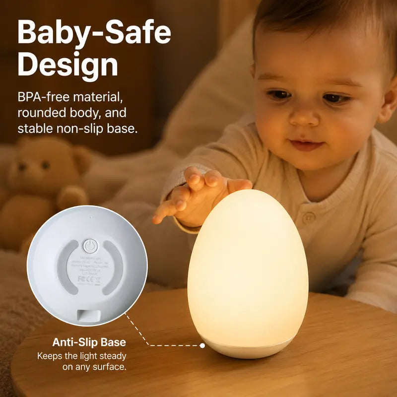 Rechargeable Colorful Nightlight - 7 RGB Plastic Lamps, Tap & Touch Control, Stepless Dimming