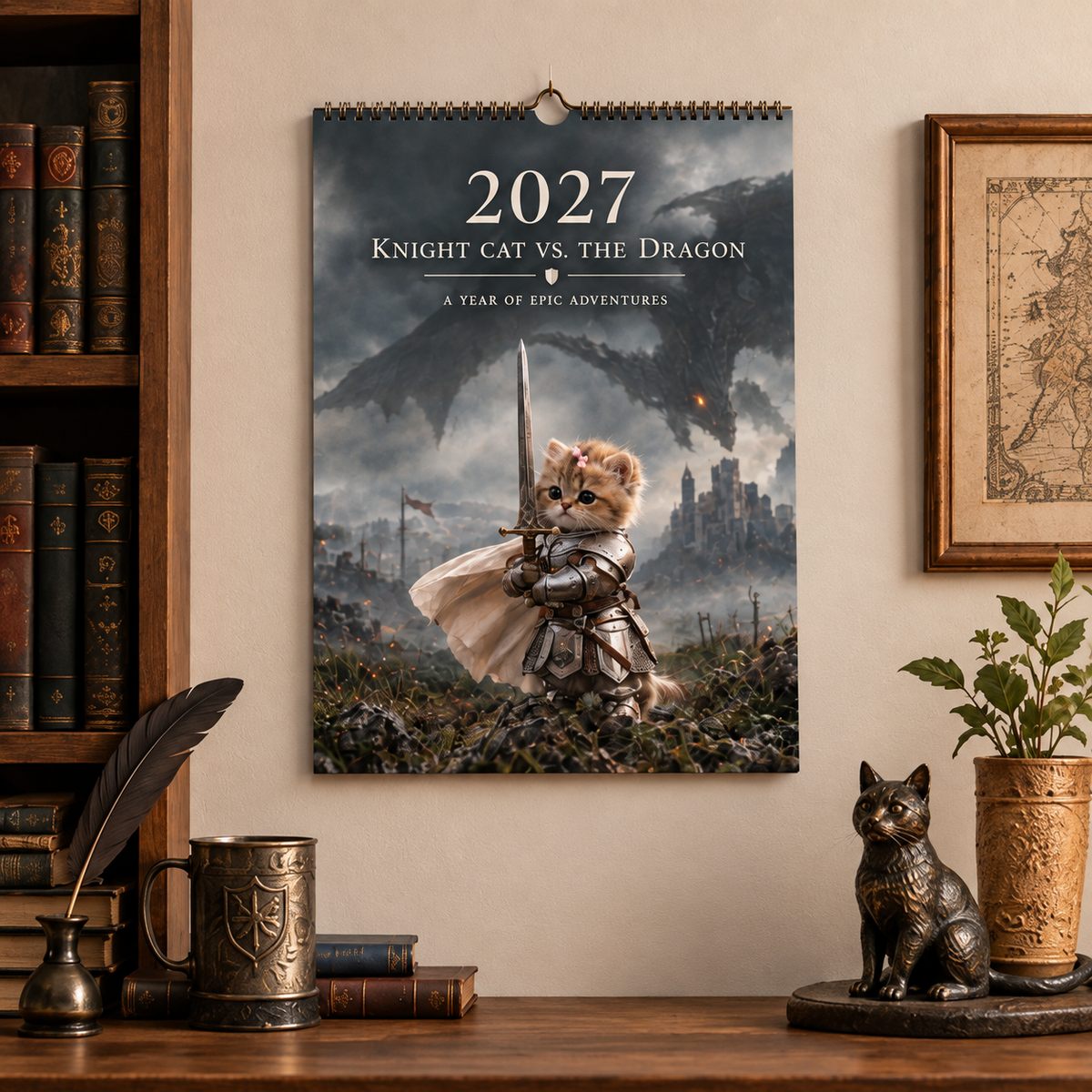 🐱2027 Knight Cat vs. The Dragon Calendar