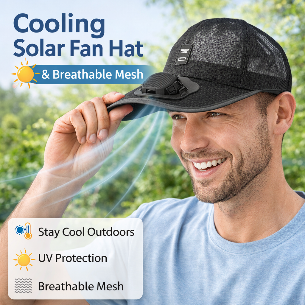 🔥Buy 2 Free Shipping ✨Cooling Solar Fan Hat – UV Protection & Breathable Mesh