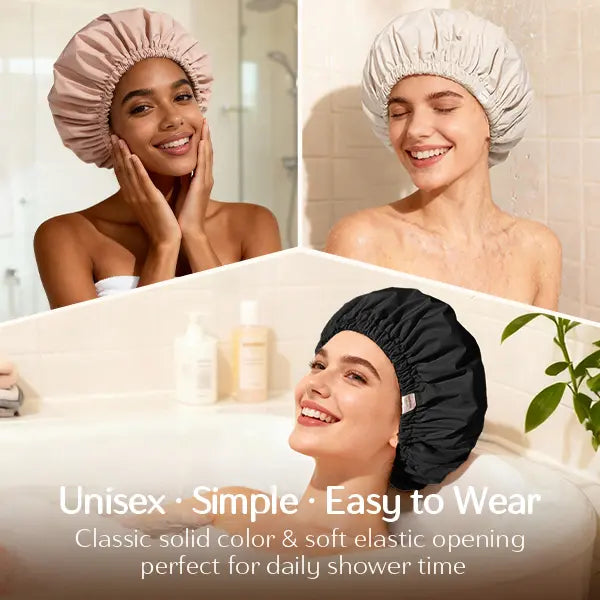 Shower Cap for Women Reusable Waterproof