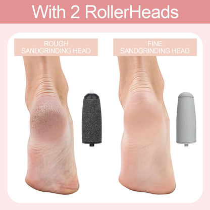 Electric Foot File – Rechargeable Callus Remover for Hard, Cracked Skin – at-Home Pedicure Kit for Smooth Feet (Men & Women) (Pink)