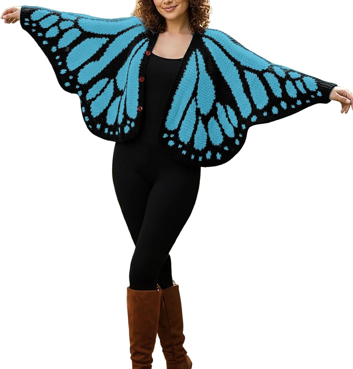 🦋Butterfly Wing Crochet Cardigan – Boho Open Front Knit Sweater