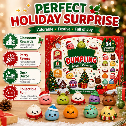 2026 Dumpling Squishy Advent Calendar - Indoor Recreation Stress Relief Toy, 24 Surprise Kawaii Mini Food Squishy Figures, Cute Christmas Countdown Holiday Gift