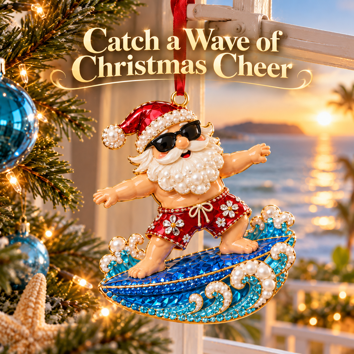🎅 Santa’s Off-Duty Christmas Ornaments – 8 Funny Holiday Keepsake Designs💪🏄