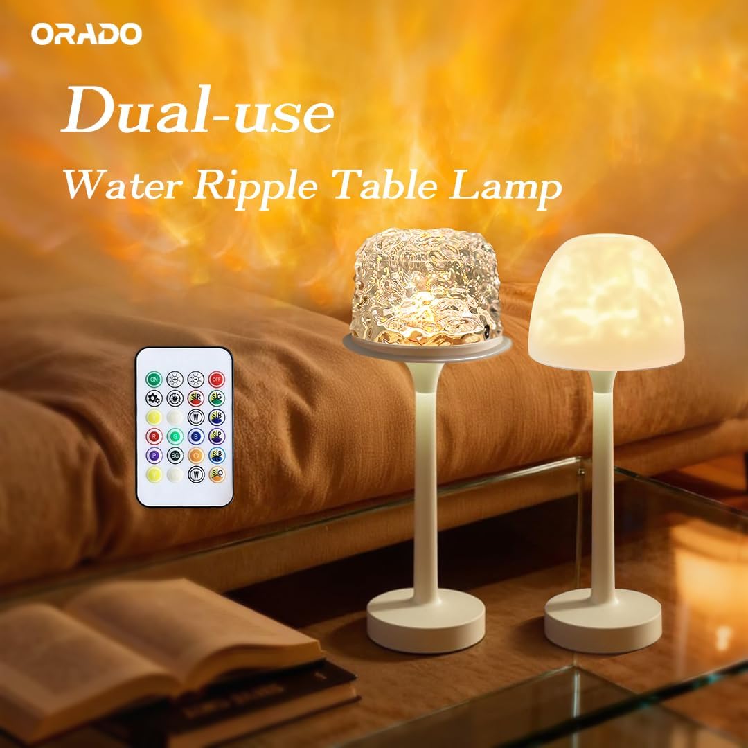 💡🪼IP65 Waterproof Rotating Aurora Water Ripple Desk Lamp