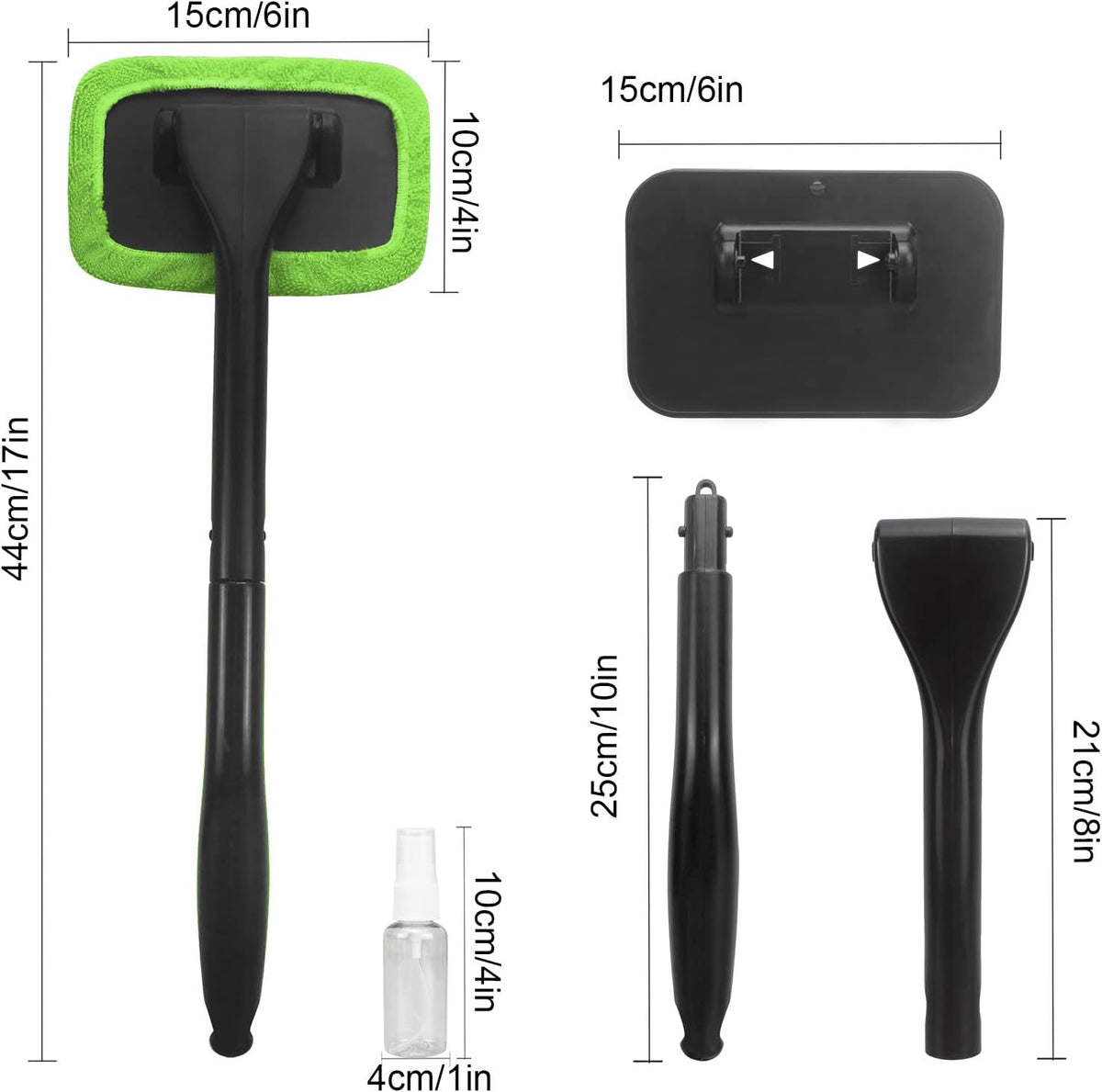Car Inside Windshield Cleaning Tool with 4 Washable and Reusable Microfiber Pads