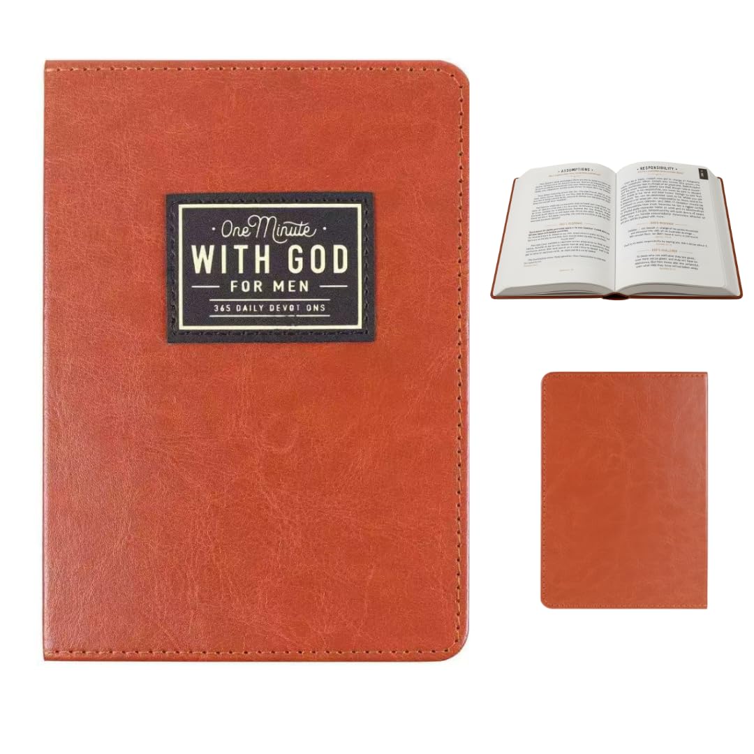 2026 One Minute with God Daily Devotional for Men, 365 Reflections to Strengthen Faith, Brown Faux Leather Edition