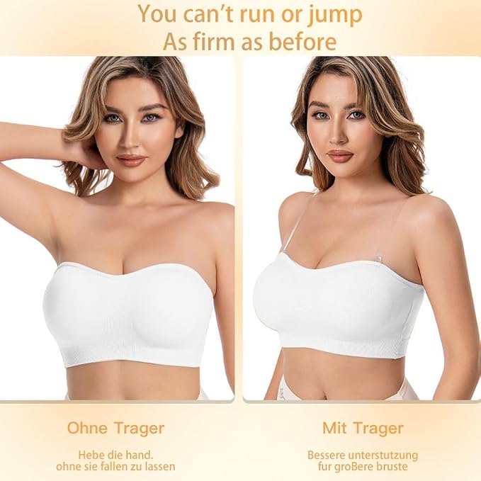 Strapless Bras for Women Non-Slip Silicone Padded Bandeau Bra Wireless Tube Top Bra