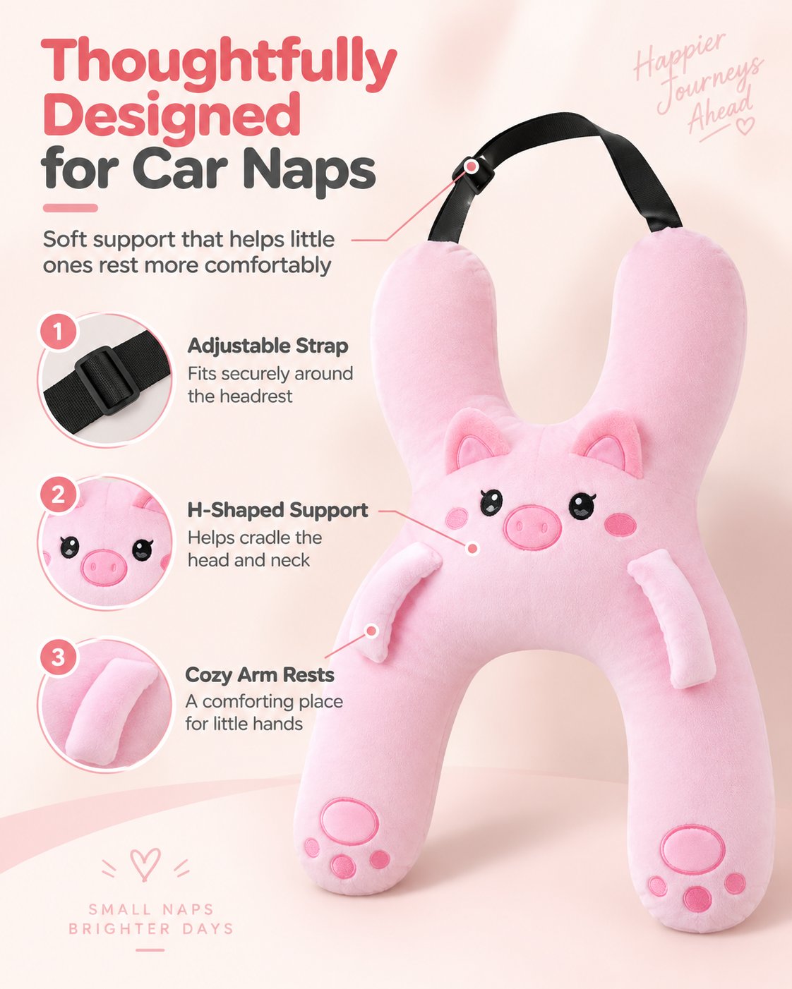 Kids Car Travel Pillow | Plush Head & Neck Support Buddy