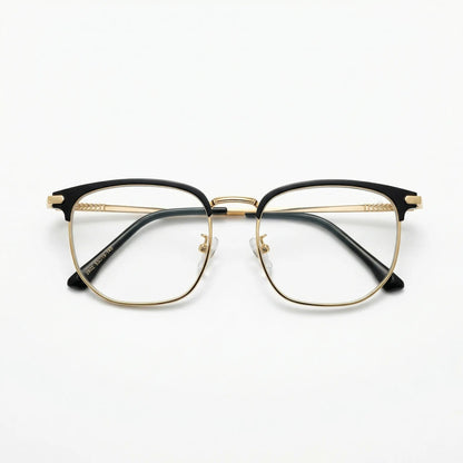 Photochromic Reading Eyewear - Unisex Square Browline Alloy Frame with UV Protection