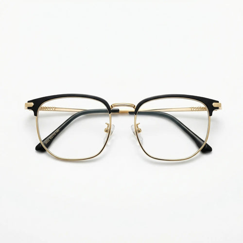 Photochromic Reading Eyewear - Unisex Square Browline Alloy Frame with UV Protection