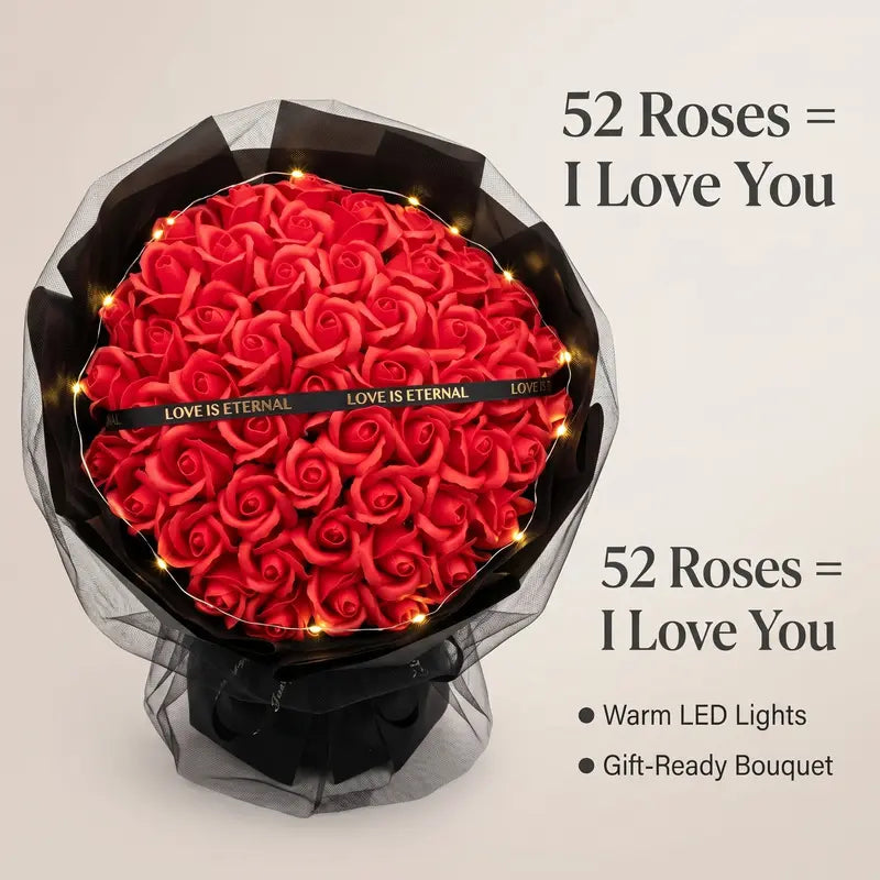 52 Roses Soap Flower Bouquet with LED Lights