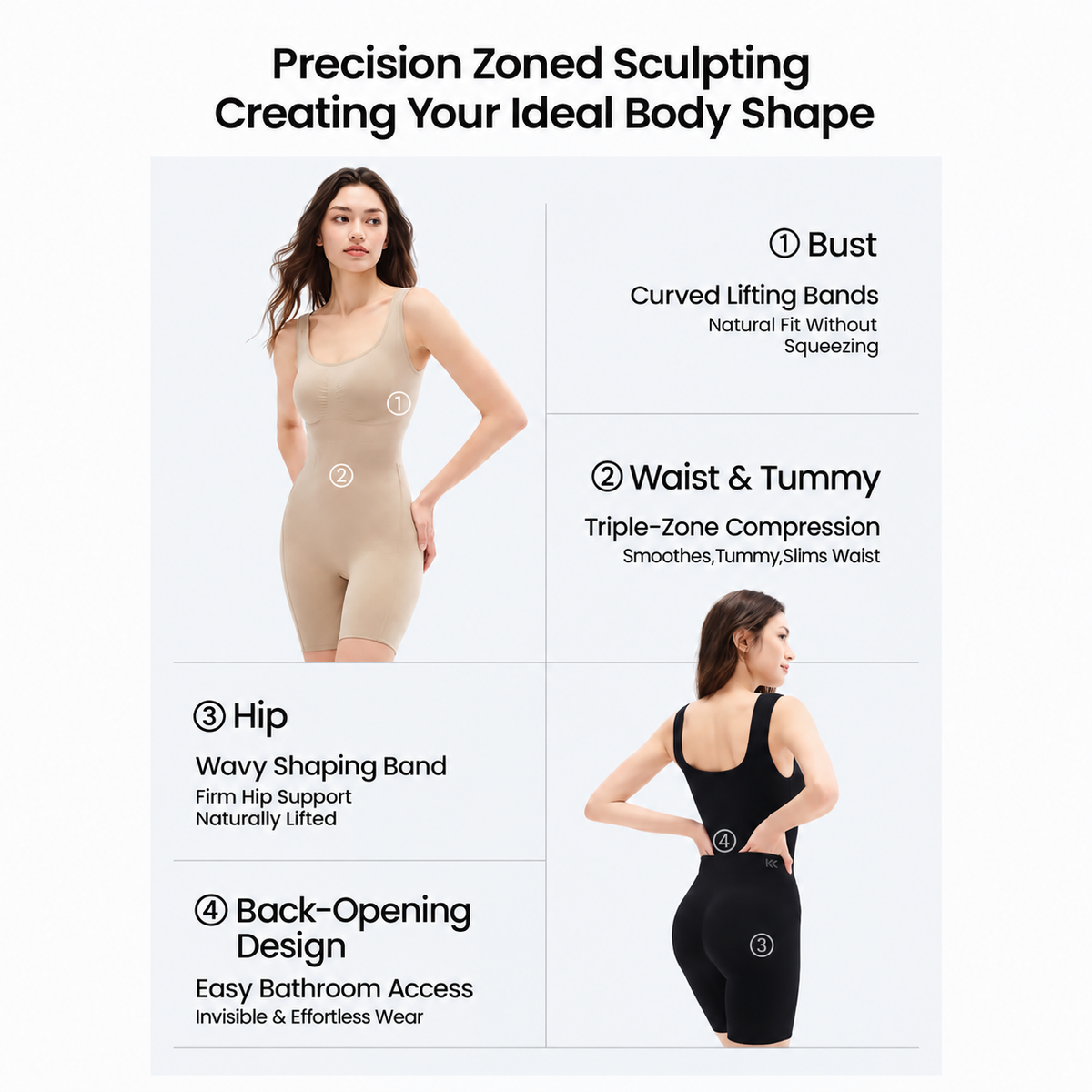 🔥 Tummy Control Butt-Lifting Faja Bodysuit – Full-Body Shaper with Back Support & Cotton Gusset