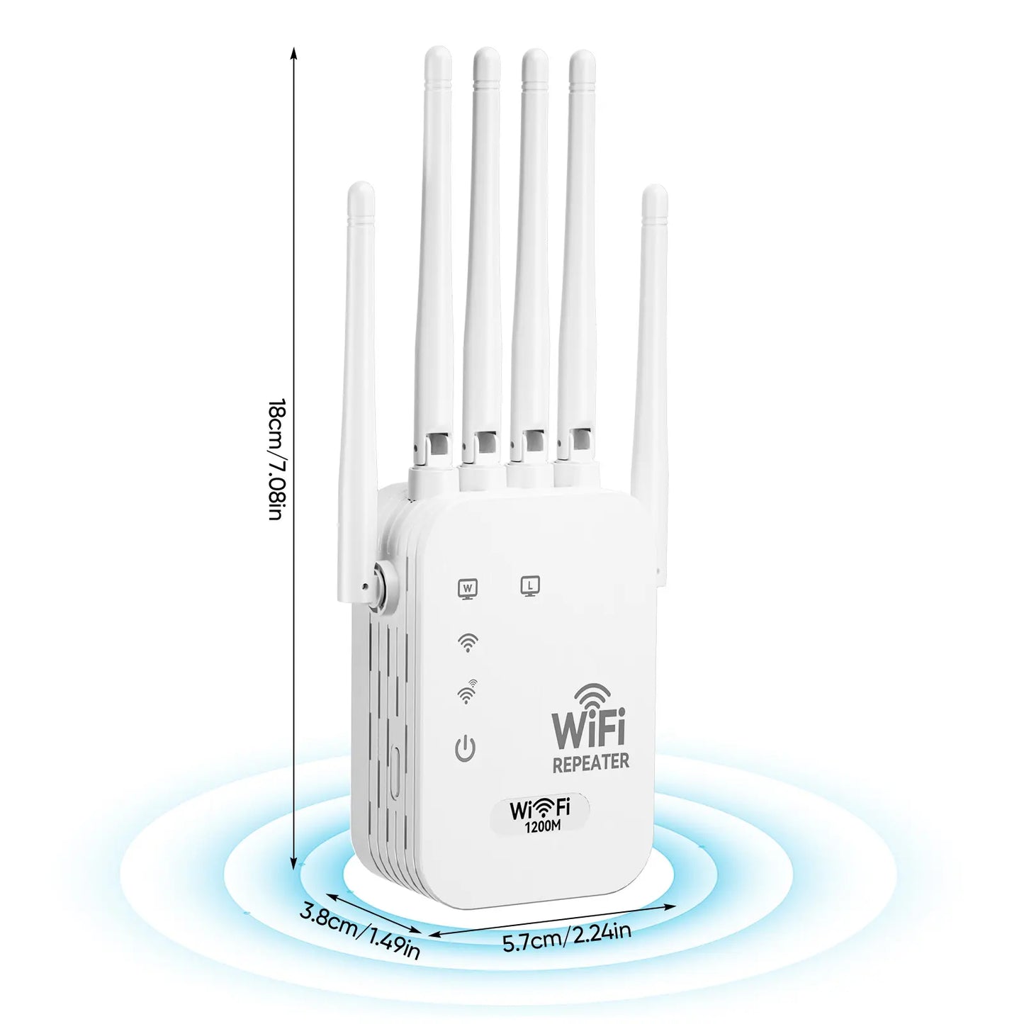 WiFi Extender 2026 with 6 Antennas 1200Mbps Dual Band Boost