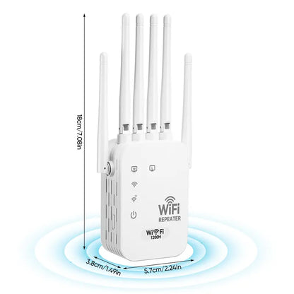 WiFi Extender 2026 6-Antenna Strong Signal, 1200Mbps Dual Band (2.4GHz) Booster, Wide Signal Coverage