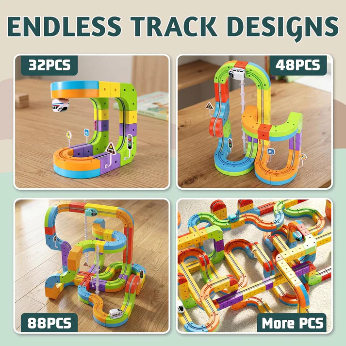 ⏰Electric Train Set 3D Magic Flexible Race Track for Kids 3-8 Years Old, Anti-Gravity STEM Toy