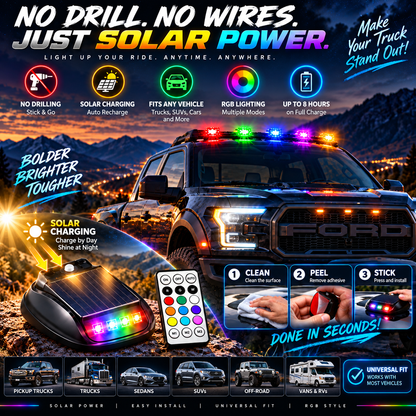 🚙 5-Pack Solar RGB Roof Strobe Light Set – Wireless & No-Drill