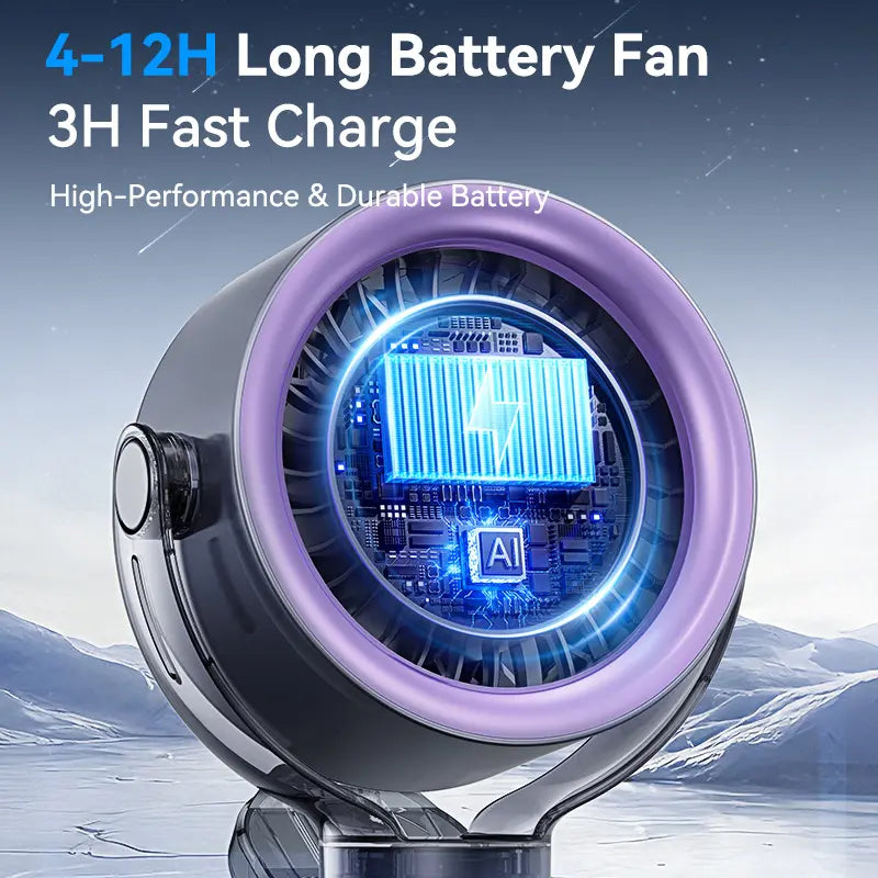4000mAh 360° Rotatable Clip Fan with LED Display