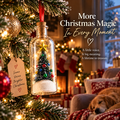 🎄Give Them Your Voice This Christmas – Recordable Message Bottle Ornament🎁