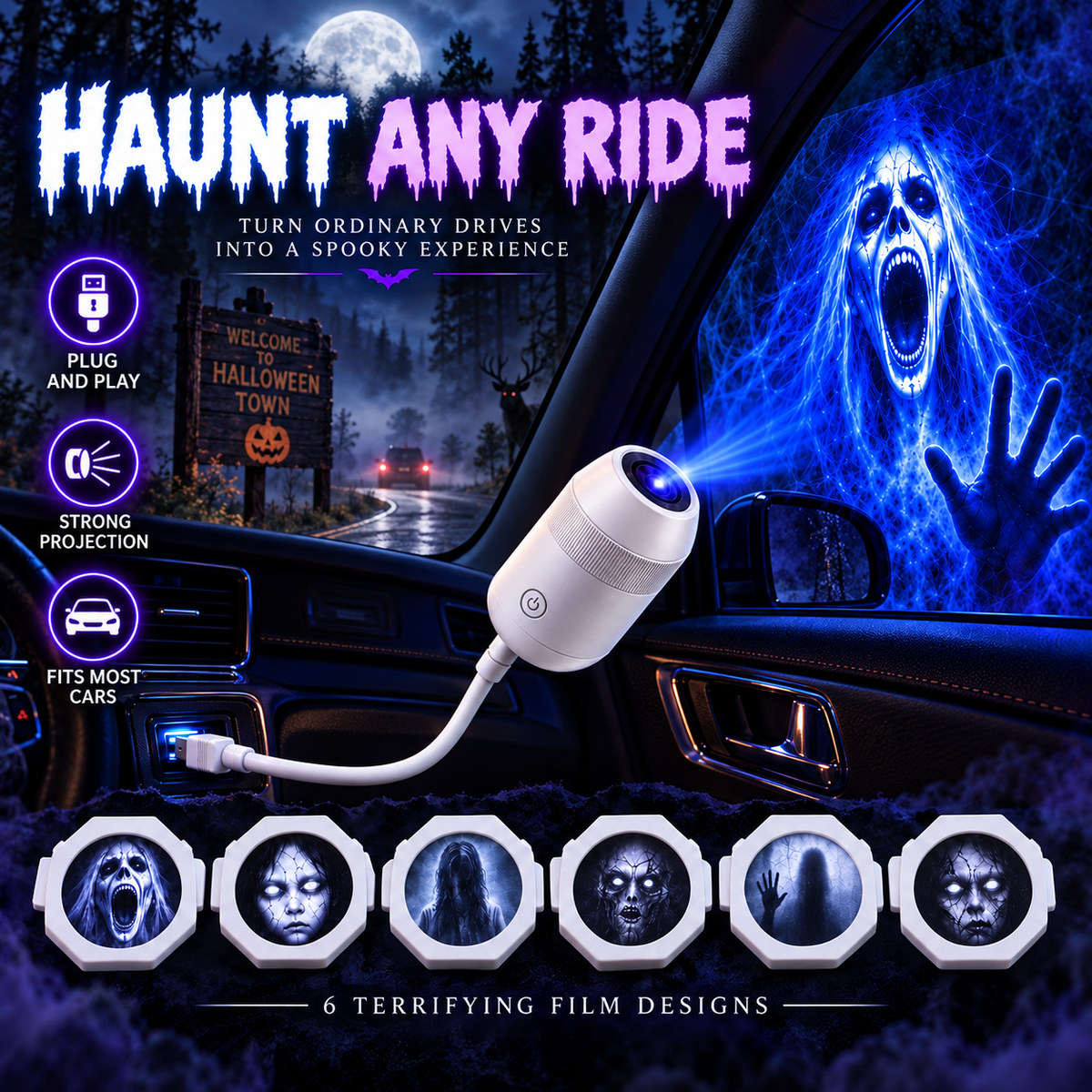 🎃 👻 Haunt Glow Halloween Window Projector-360° Adjustable Stand for Home Decor 🎃