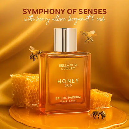 Bellavita Honey Oud Eau De Parfum 100ml (3.4oz) | Unisex Luxury Perfume for Women & Men | Sweet Honey & Smoky Oud | Long-Lasting Arabic Fragrance