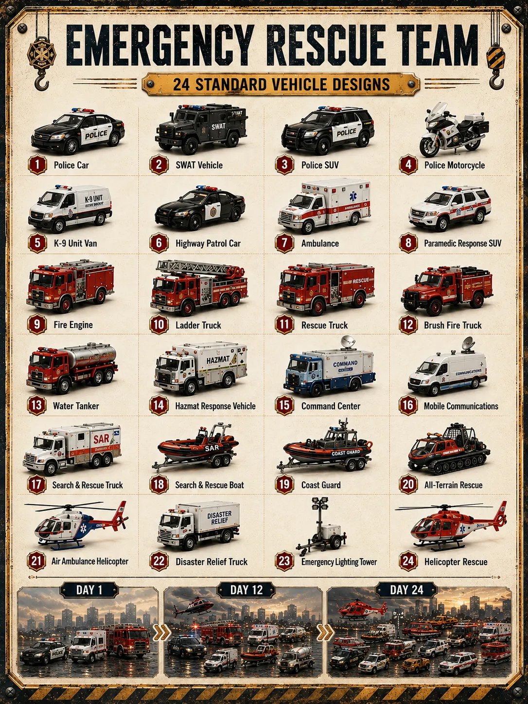 🚒 24-Day Vehicle Advent Calendar – Build A New Fleet Every Morning Before Christmas