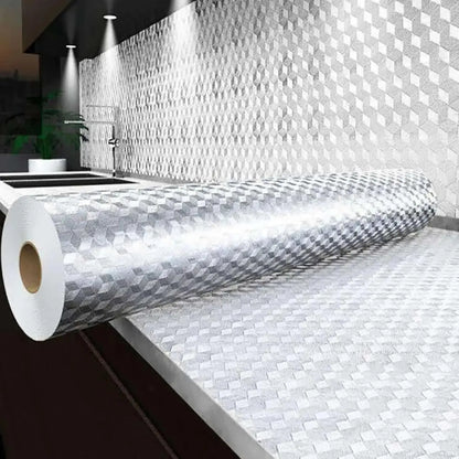 Peel and Stick Wallpaper, Waterproof Contact Paper for Kitchen Countertops Cabinets, Self-Adhesive Removable Aluminum Foil Sticker, Oil Proof Heat Resistant, Easy Clean (15.75 in x 16.4 ft)