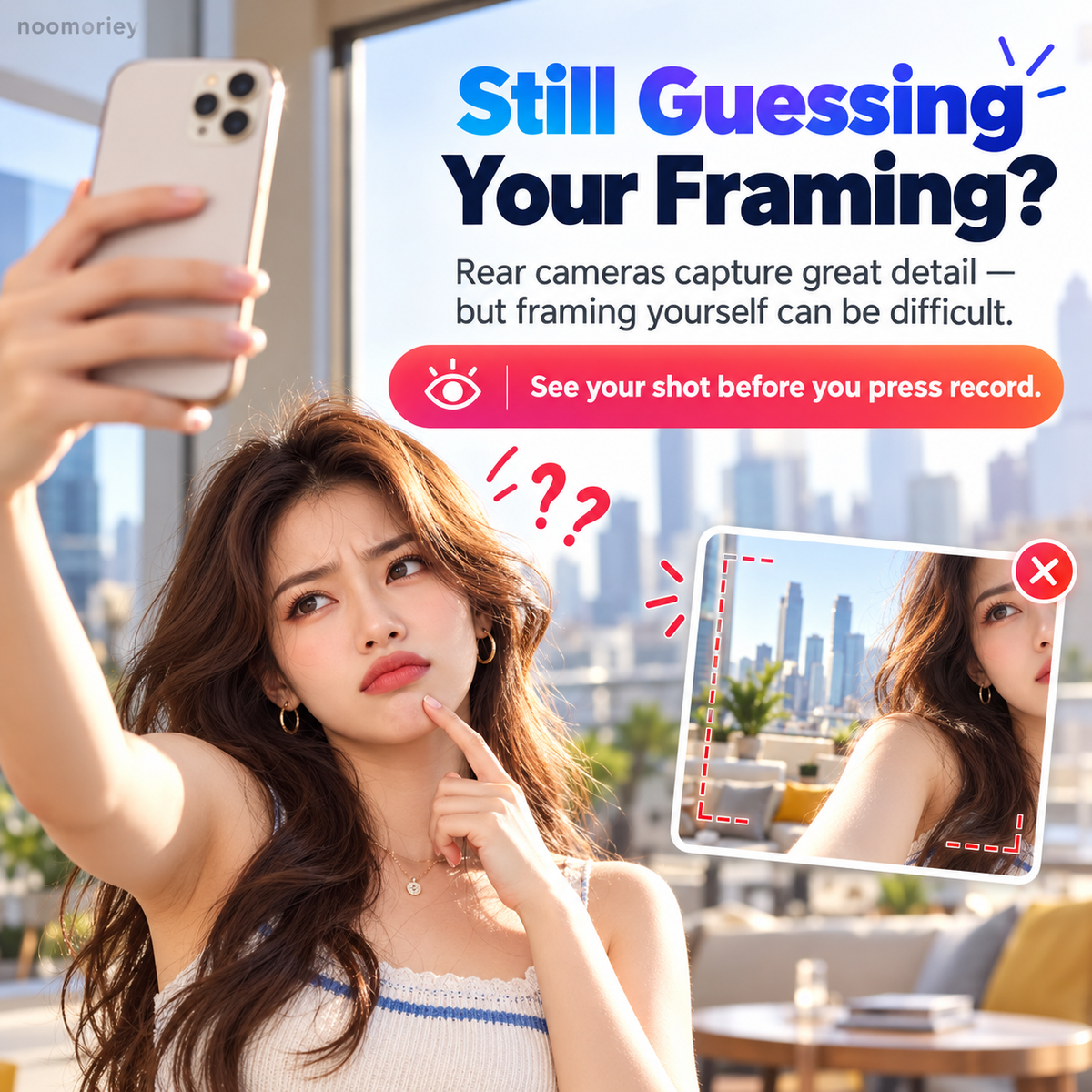 📱 Magnetic Rear Camera Selfie Screen – Live Preview Monitor for Vlogging & Selfies