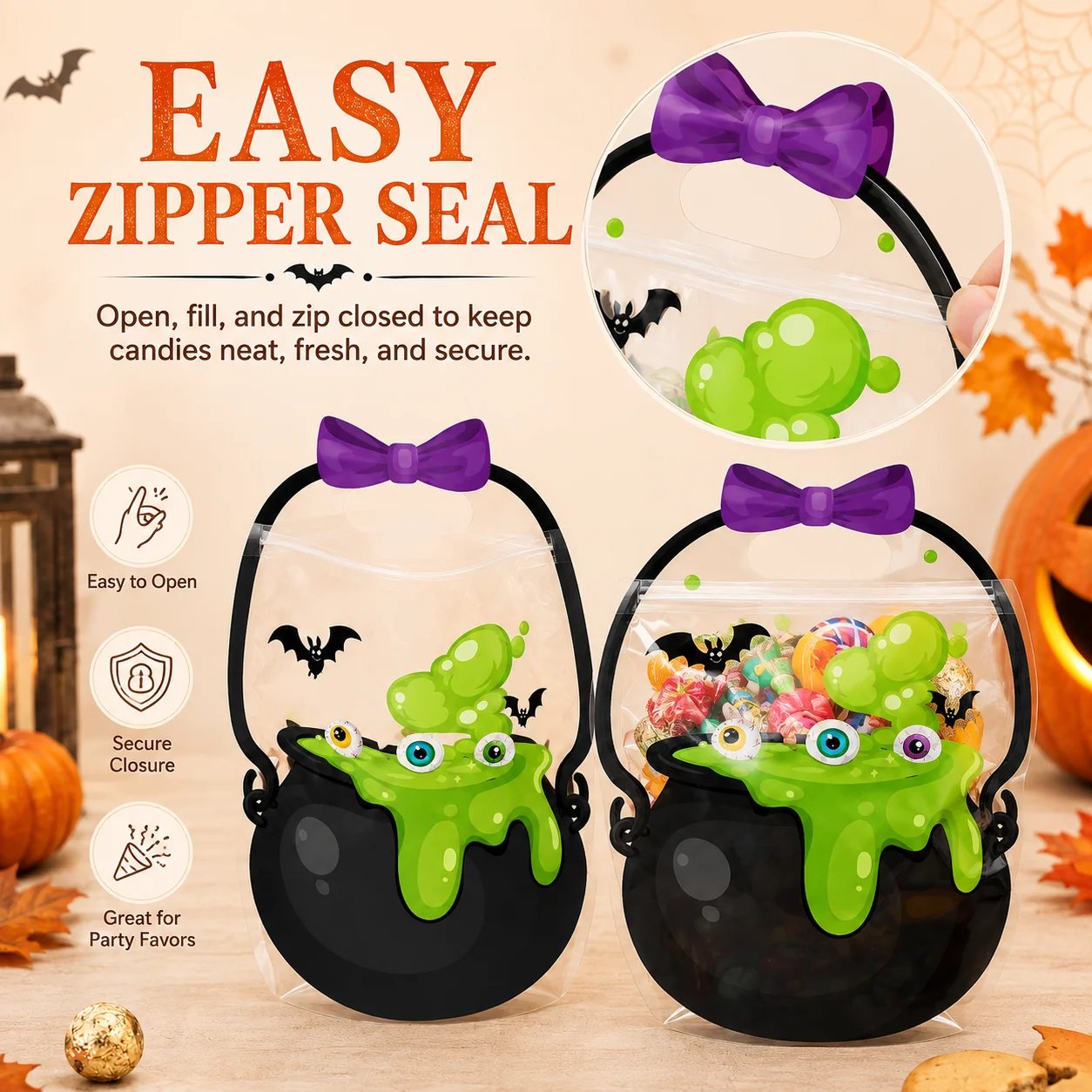 🔥Last Day 50% OFF - 🎃Halloween Bags Plastic Halloween Goodie Bags