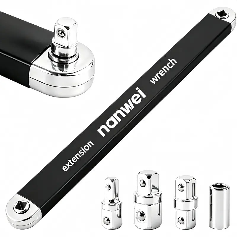 Offset Extension Wrench, Impact Ready Wrench Extender, with 1/2", 1/4" and 3/8" Square Drive Adapters
